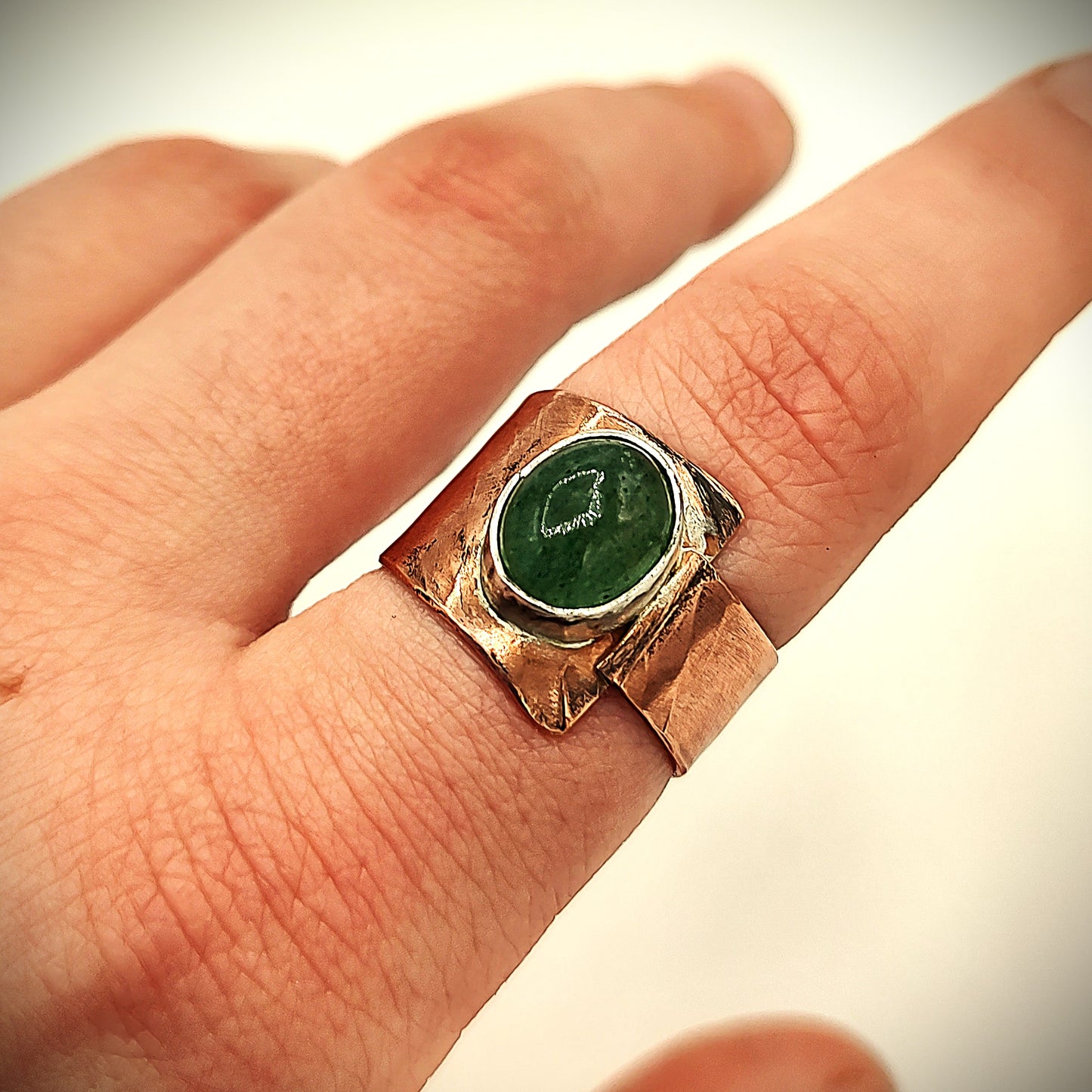 Boho Copper and Aventurine, One of a kind ring,  amazing gift for her