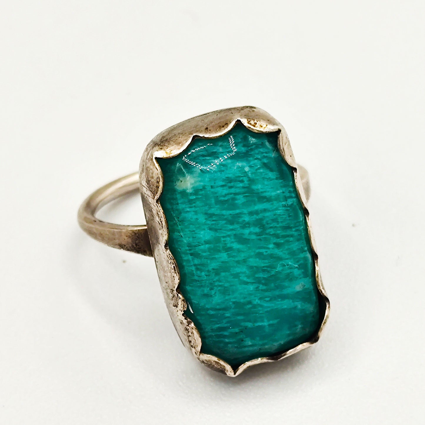 Natural amazonite statement ring , Handmade sterling silver, one of a kind Gift for her