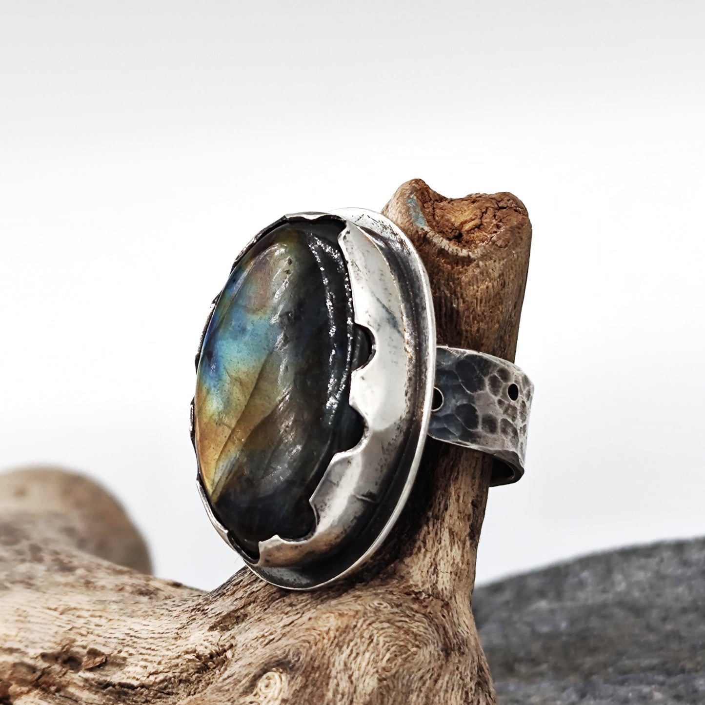 Natural Labradorite 925 Sterling Silver ring ,  Unique one of a kind gift for her