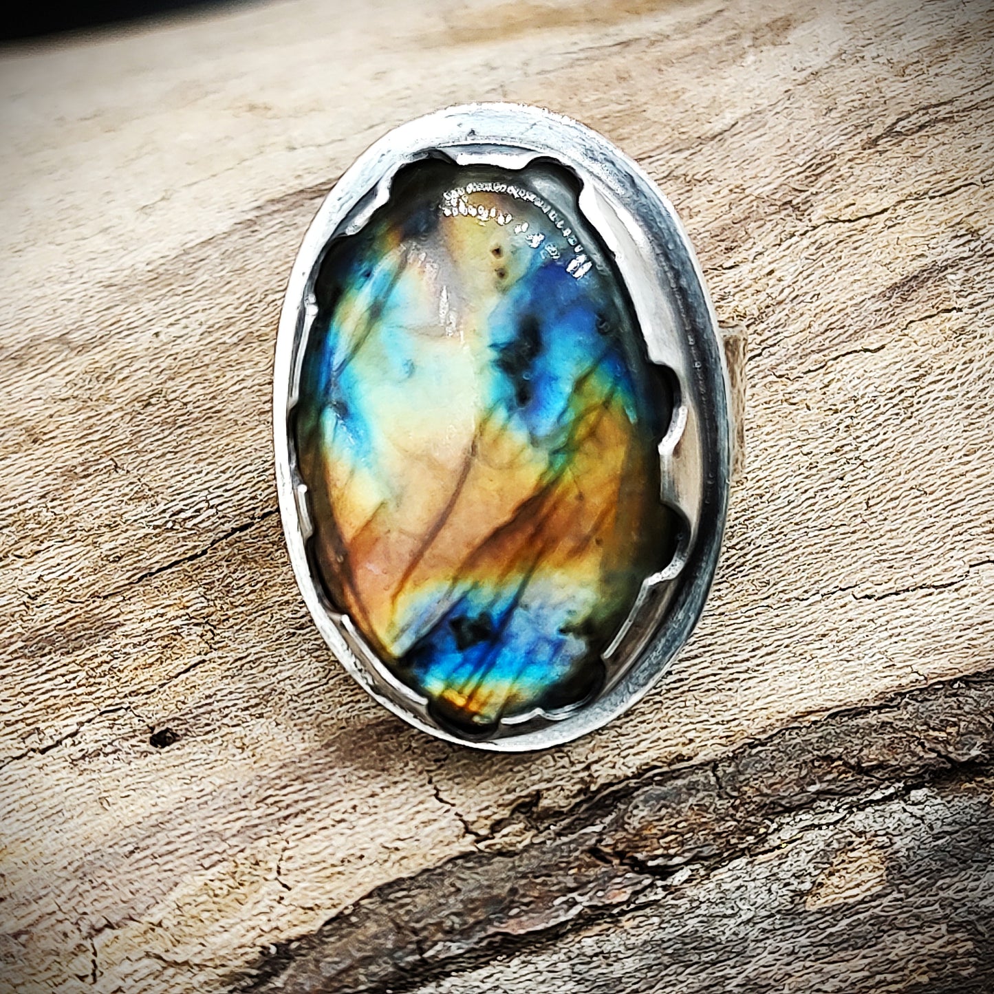 Natural Labradorite 925 Sterling Silver ring ,  Unique one of a kind gift for her