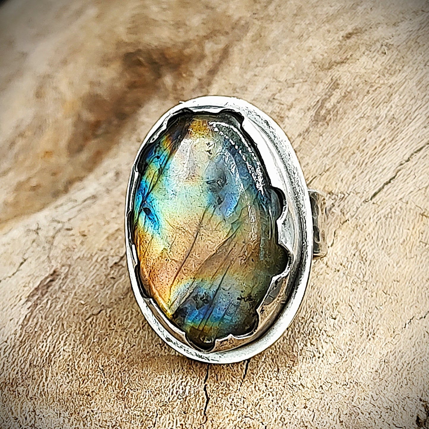 Natural Labradorite 925 Sterling Silver ring ,  Unique one of a kind gift for her