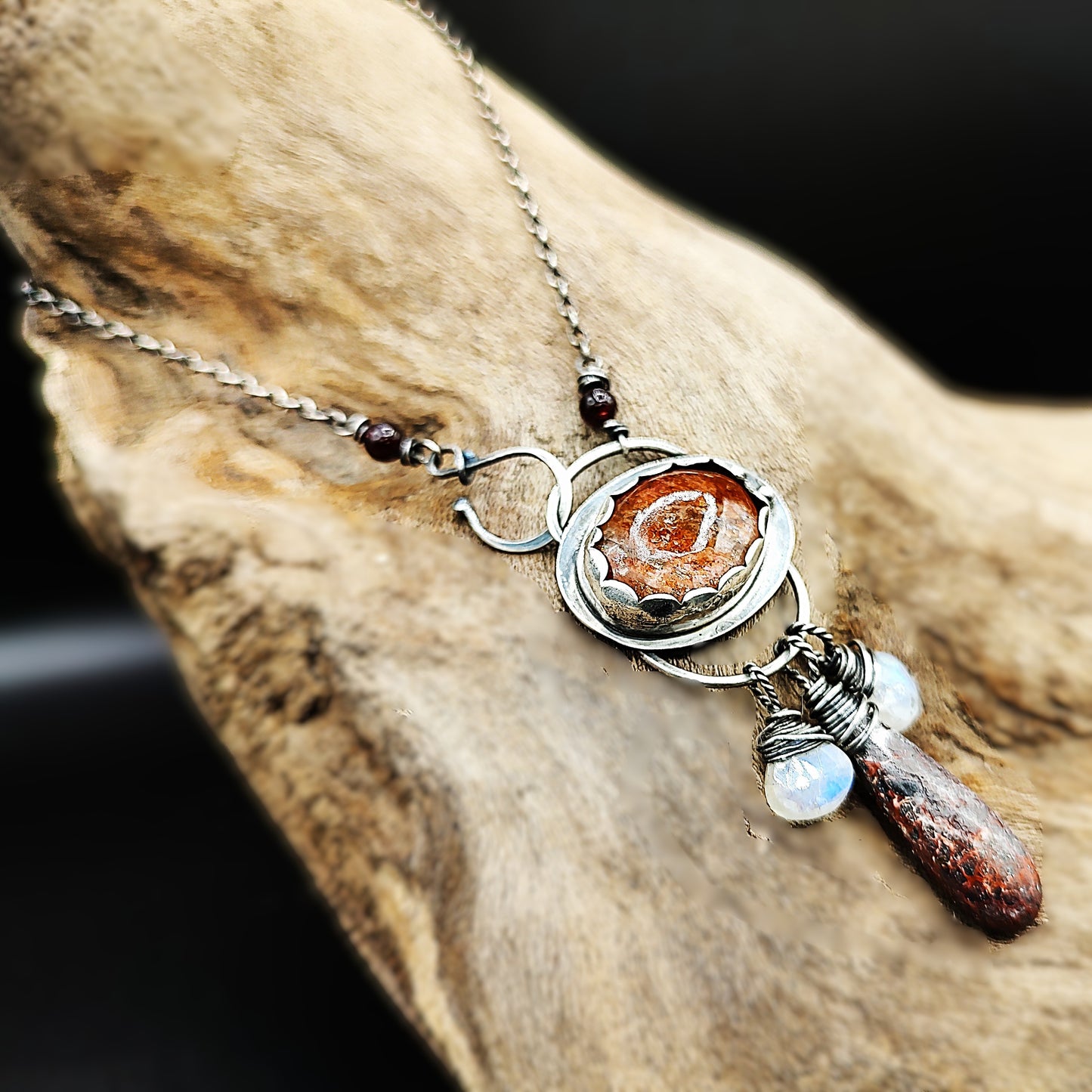 Joyful  Heart Necklace - sunstone and sterling silver