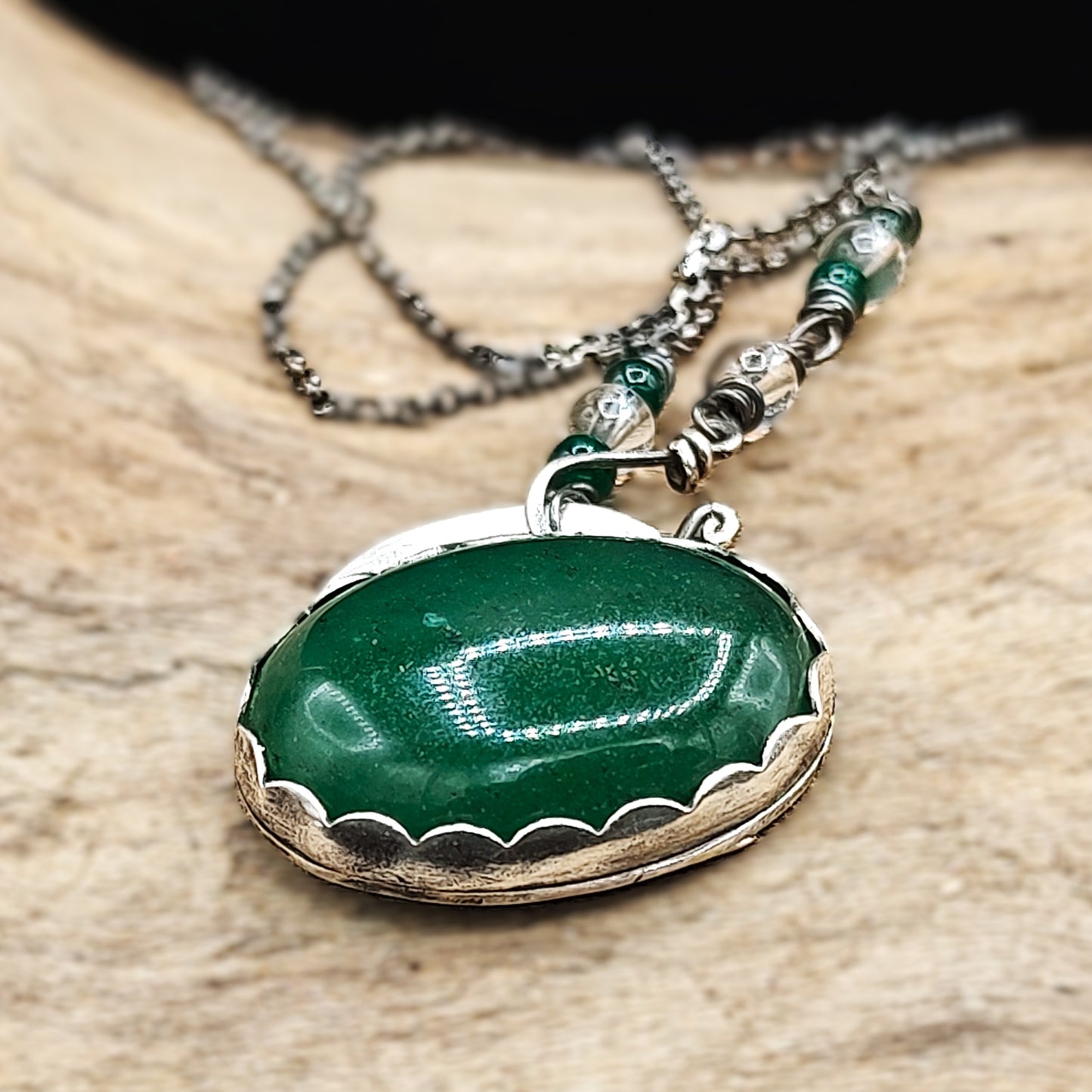 Life Journey  necklace gift for her, sterling and aventurine necklace