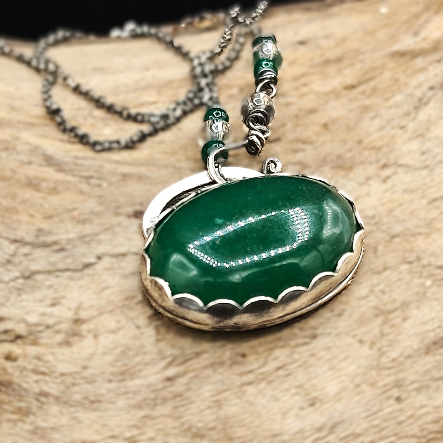 Life Journey  necklace gift for her, sterling and aventurine necklace