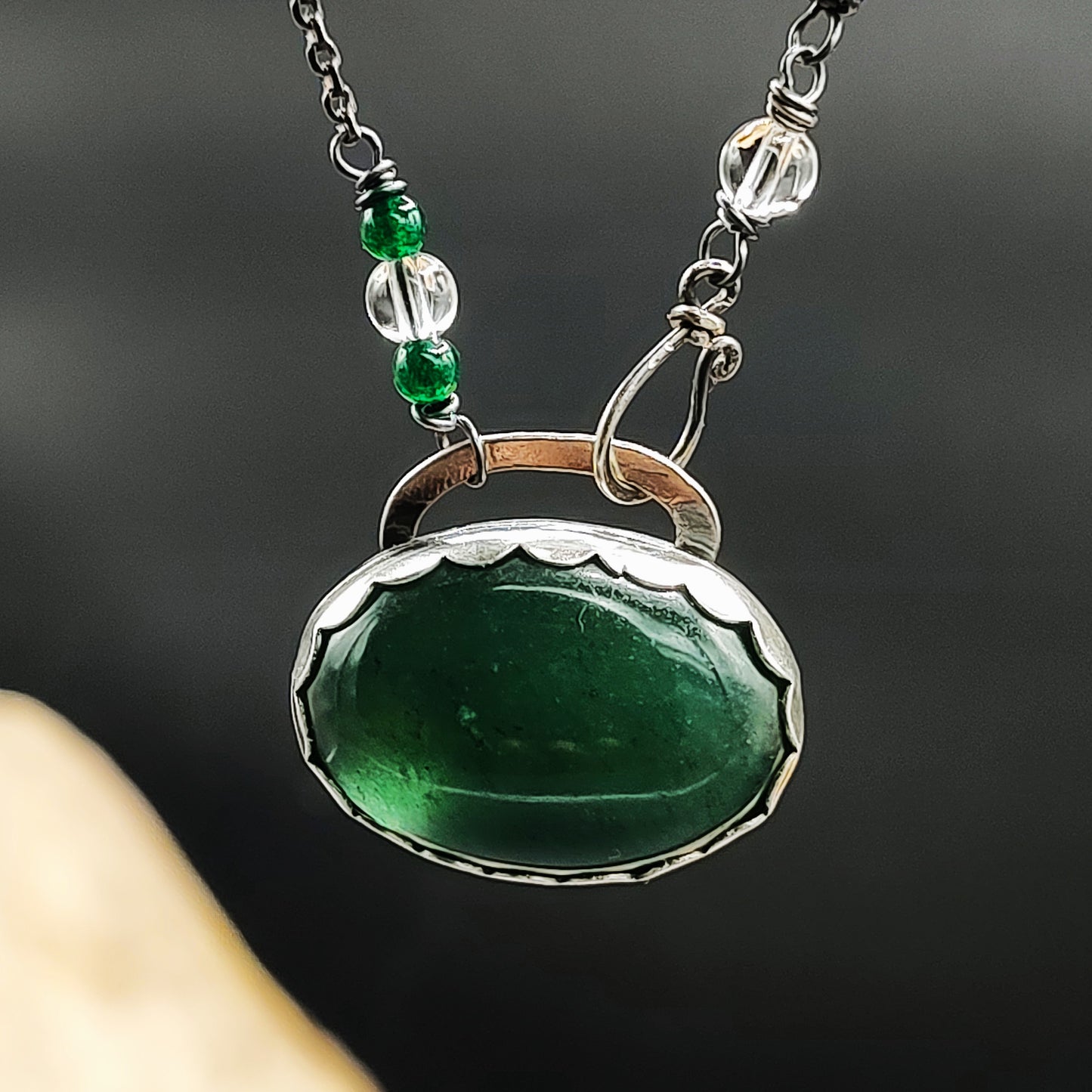 Life Journey  necklace gift for her, sterling and aventurine necklace