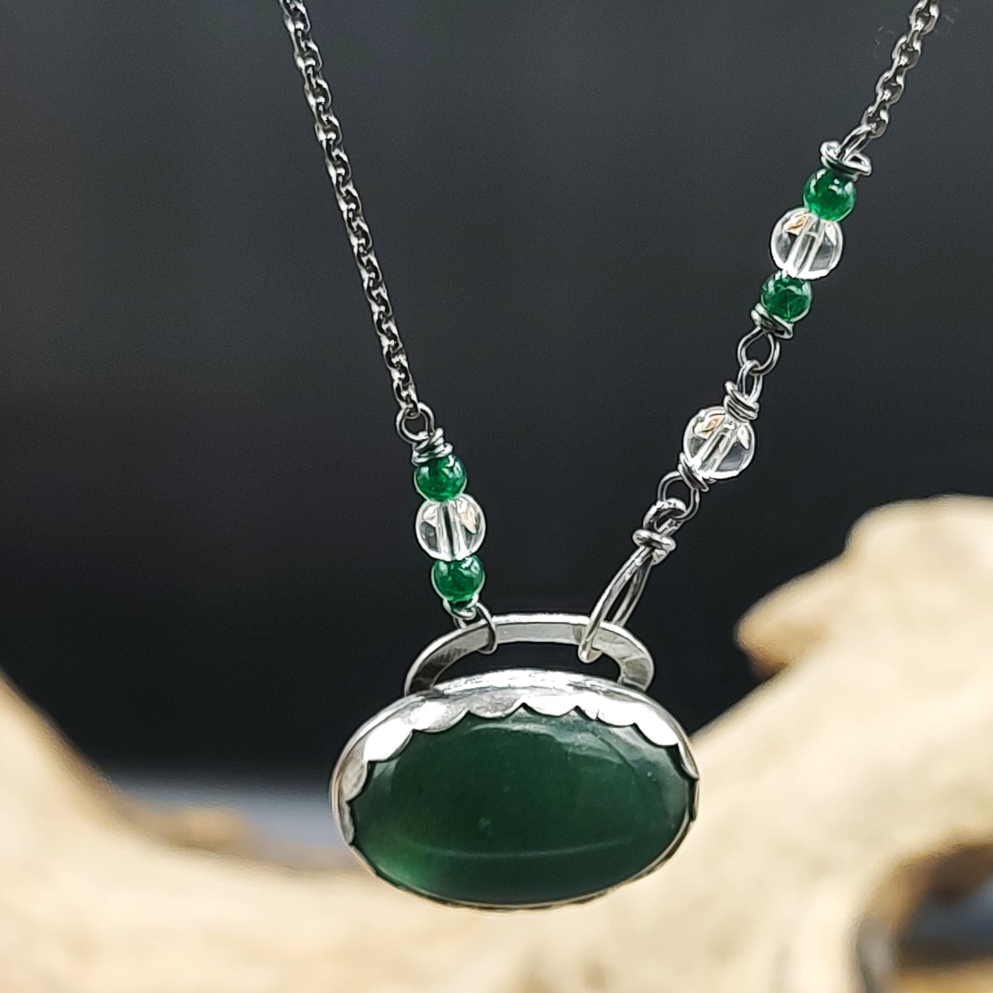 Life Journey  necklace gift for her, sterling and aventurine necklace