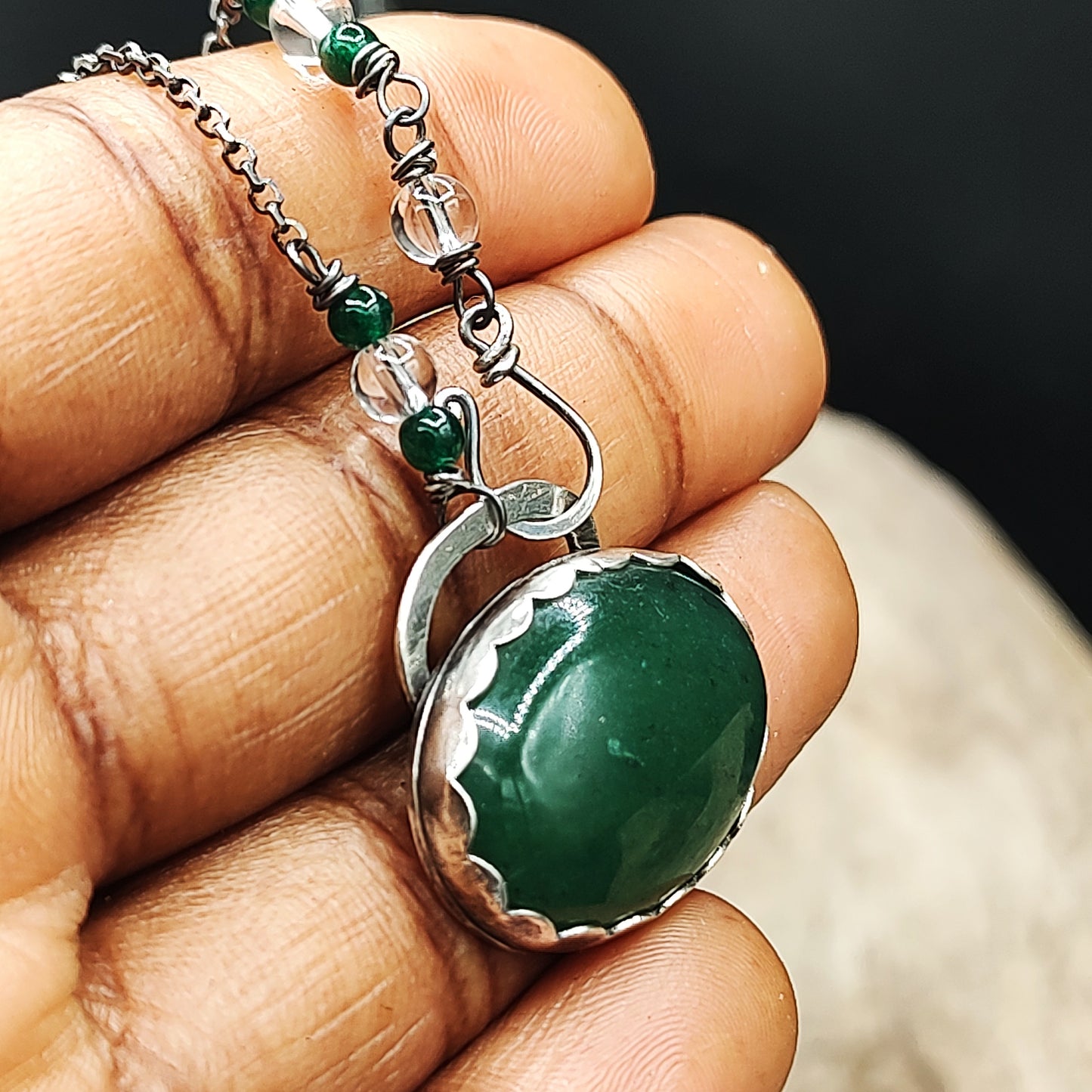 Life Journey  necklace gift for her, sterling and aventurine necklace