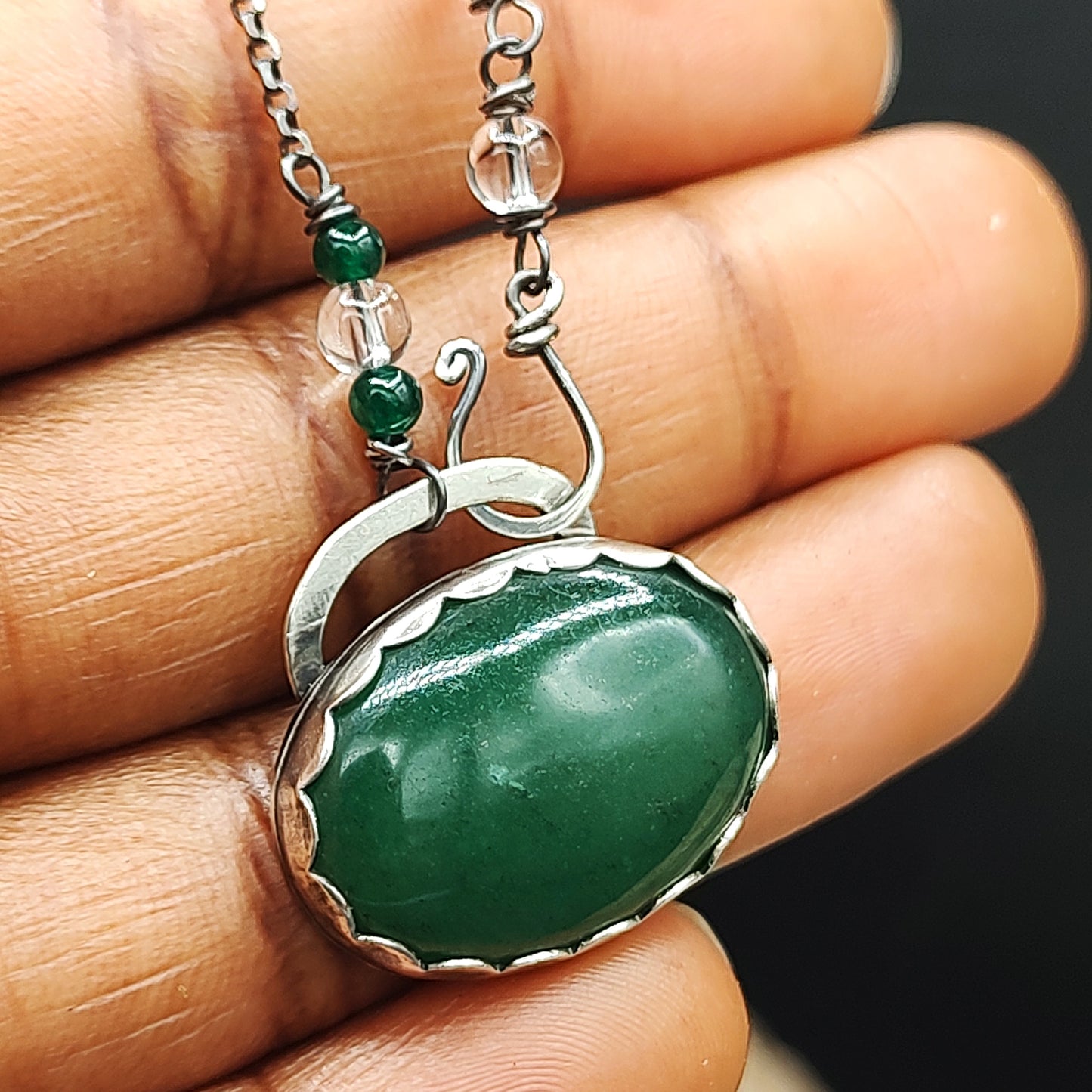 Life Journey  necklace gift for her, sterling and aventurine necklace