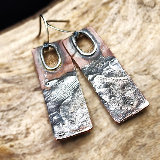 Rustic silver infused earrings