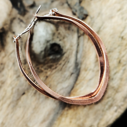 Leaf Hoop earrings - Hammered brass/ copper hoops