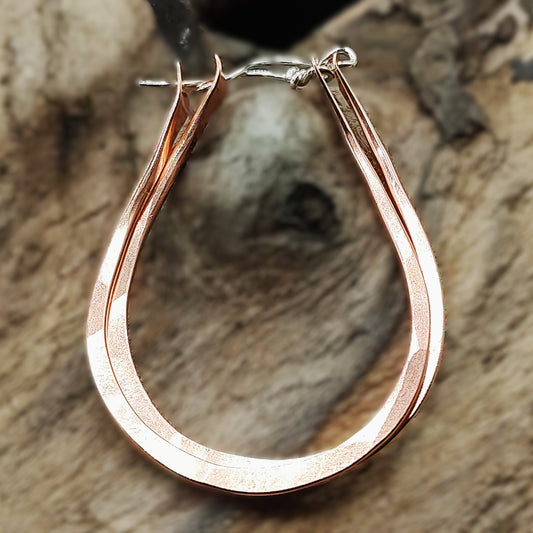 Teardrop  Hoop earrings - Hammered brass/ copper hoops