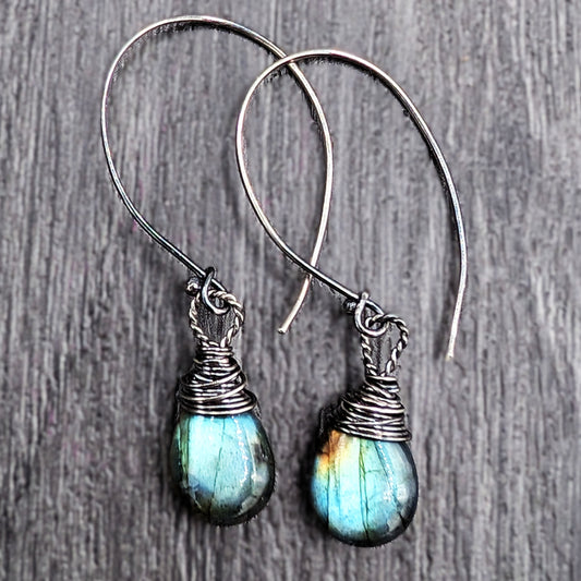 Simple Magical labradorite earrings gift for her